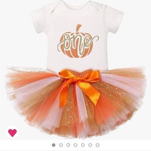 Pumpkin onesie tutu  12-18 mos and decorations